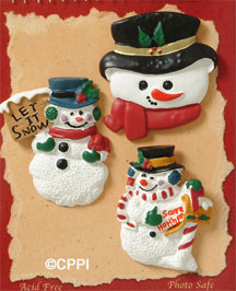 S1126-6 - Snowmen Matte - Flat Backed Resin Scrapbook Embellishment Set (6 cards per package)