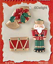 S1127-6 - Nutcracker - Matte - Flat Backed Resin Scrapbook Embellishment Set (6 cards per package)