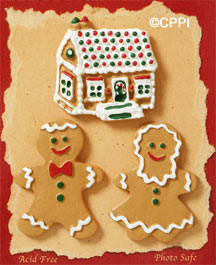 S1130-6 - Ginger Bread Cookies - Matte - Flat Backed Resin Scrapbook Embellishment Set (6 cards per package)