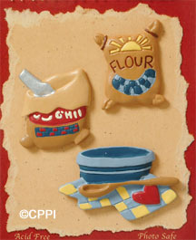 S1133-6 - Cooking - Matte - Flat Backed Resin Scrapbook Embellishment Set (6 cards per package)
