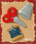 S1134 - Thimble , Thread , Scissors - Matte - Flat Backed Resin Scrapbook Embellishment Set