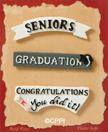 S1135-6 - Congratulations Grads - Flat Backed Resin Scrapbook Embellishment Set (6 cards per package)