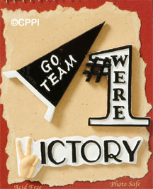 S1136-6 - Go Team - Words - Flat Backed Resin Scrapbook Embellishment Set (6 cards per package)