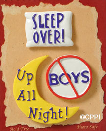 S1139-6 - Sleep Over Words - Flat Backed Resin Scrapbook Embellishment Set (6 cards per package)