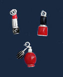 M1111 - Red Lipstick, Nail Polish, Perfume - Scrapbook Charm Set