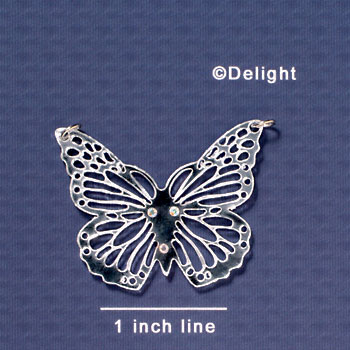 A1005 tlf - Large Cut Out Butterfly with Crystals - Mirror - Acrylic Pendant