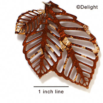 A1009 tlf - Extra Large Triple Leaf - Pearly Brown - Acrylic Pendant