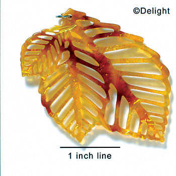 A1011 tlf - Extra Large Triple Leaf - Orange Opalescent Tortoise - Acrylic Pendant