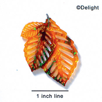A1015 tlf - Large Triple Leaf - Orange Opalescent Tortoise - Acrylic Pendant