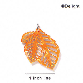 A1018 tlf - Medium Triple Leaf - Pearly Orange - Acrylic Charm