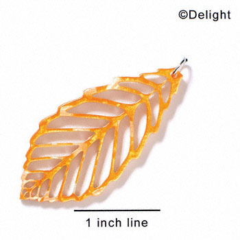 A1022 tlf - Extra Large Leaf - Pearly Orange - Acrylic Pendant