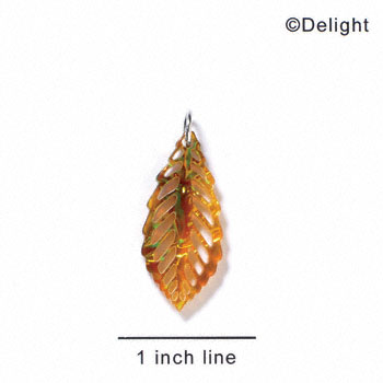 A1031 tlf - Medium Leaf - Orange Opalescent Tortoise - Acrylic Charm