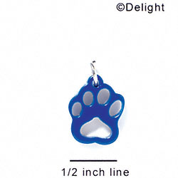 A1037 tlf - Small Paw - Navy Blue - Acrylic Charm