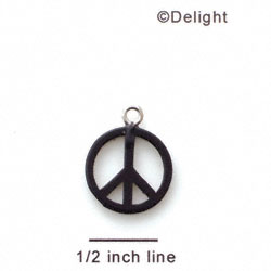 A1108 tlf - Small Black Peace Sign - Acrylic Charm