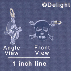 A1115 tlf - Small Clear Skull - Acrylic Charm