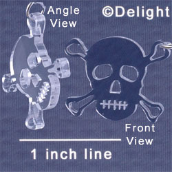 A1120 tlf - Large Clear Skull - Acrylic Pendant