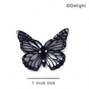 A1003 tlf - Large Cut Out Butterfly with Crystals - Black - Acrylic Pendant