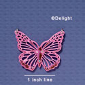 A1004 tlf - Large Cut Out Butterfly with Crystals - Mirror Pink - Acrylic Pendant