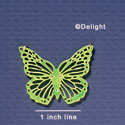 A1006 tlf - Large Cut Out Butterfly with Crystals - Mirror Lime Green - Acrylic Pendant