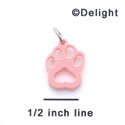 A1034 tlf - Small Paw - Light Pink - Acrylic Charm