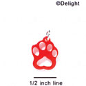 A1035 tlf - Small Paw - Red - Acrylic Charm