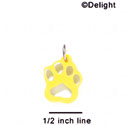 A1039 tlf - Small Paw - Yellow - Acrylic Charm