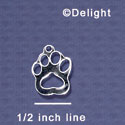 A1042 tlf - Small Paw - Mirror Silver - Acrylic Charm