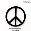 A1110 tlf - Large Black Peace Sign - Acrylic Pendant