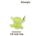 A1114 tlf - Small Lime Green Skull - Acrylic Charm