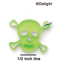 A1119 tlf - Large Lime Green Skull - Acrylic Pendant