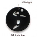 A1124 tlf - Large Black Volleyball Player - Acrylic Pendant