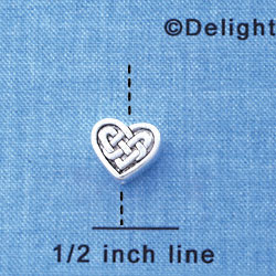 B1079 tlf - 9x8mm Celtic Knot Heart - Silver Plated Beads