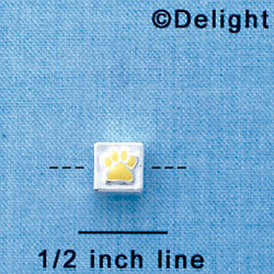B1084 tlf - 6mm Cube with Yellow Enamel Paw - Silver Plated Beads