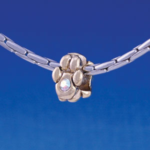B1100 tlf - Mini Gold Paw with AB Swarovski Crystal - Gold Large Hole Beads