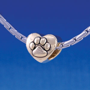 B1130 tlf - Large Gold Paw - 2 Sided - Gold Large Hole Beads