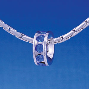 B1155 tlf - 12mm Blue Sapphire Swarovski Crystal Rondelle - Im. Rhodium Large Hole Beads