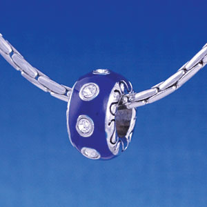 B1161 tlf - Large Spacer - Royal Blue with Swarovski Crystals - Im. Rhodium Large Hole Beads