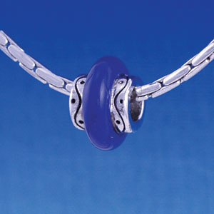 B1186 tlf - Large Spacer - Royal Blue Center - Im. Rhodium Large Hole Beads