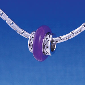B1188 tlf - Large Spacer - Purple Center - Im. Rhodium Large Hole Beads