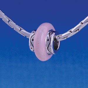 B1189 tlf - Large Spacer - Pink Center - Im. Rhodium Large Hole Beads