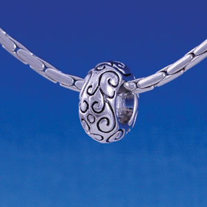 B1194 tlf - Large Spacer - Scroll Line Decorative - Im. Rhodium Large Hole Bead