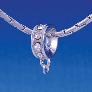 B1197 tlf - Clear Swarovski Crystal Rondelle with Loop - Im. Rhodium Large Hole Bead