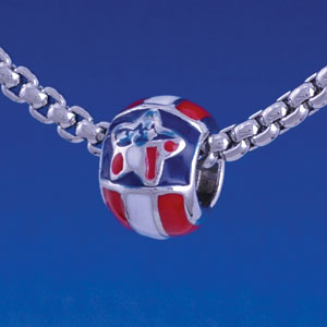 B1240 tlf - Red, White and Blue Star - Im. Rhodium Large Hole Beads