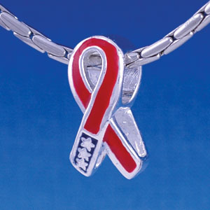 B1248 tlf - Patriotic Ribbon - Im. Rhodium Large Hole Beads