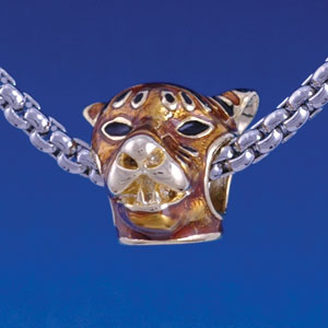 B1290 tlf - Tiger Head - Gold Large Hole Beads