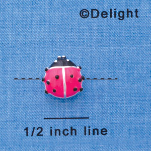 B1293 tlf - Hot Pink Ladybug - Silver Beads