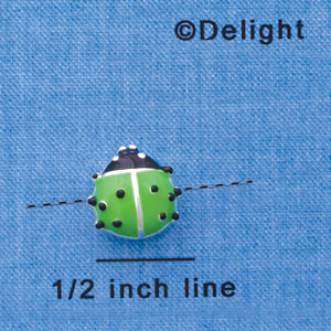B1294 tlf - Lime Green Ladybug - Silver Beads