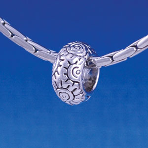 B1296 tlf - Antiqued Sun Pattern - Im. Rhodium Large Hole Bead