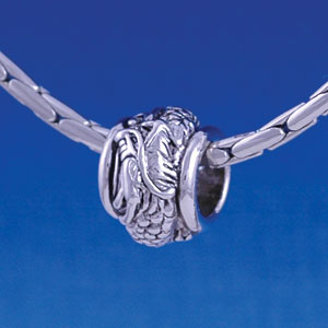 B1297 tlf - Antiqued Dragon - Im. Rhodium Large Hole Bead