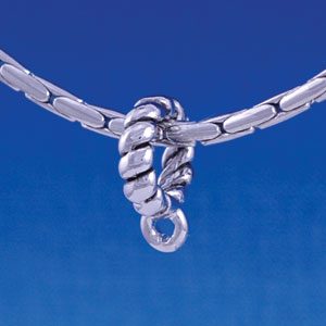 B1303 tlf - Twist Rope Charm Hanger - Im. Rhodium Large Hole Bead